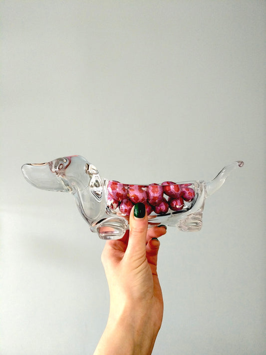 Vide-poches/ porte-bijoux chien saucisse teckel en cristal Art Vannes France - cetaitmieuxavant