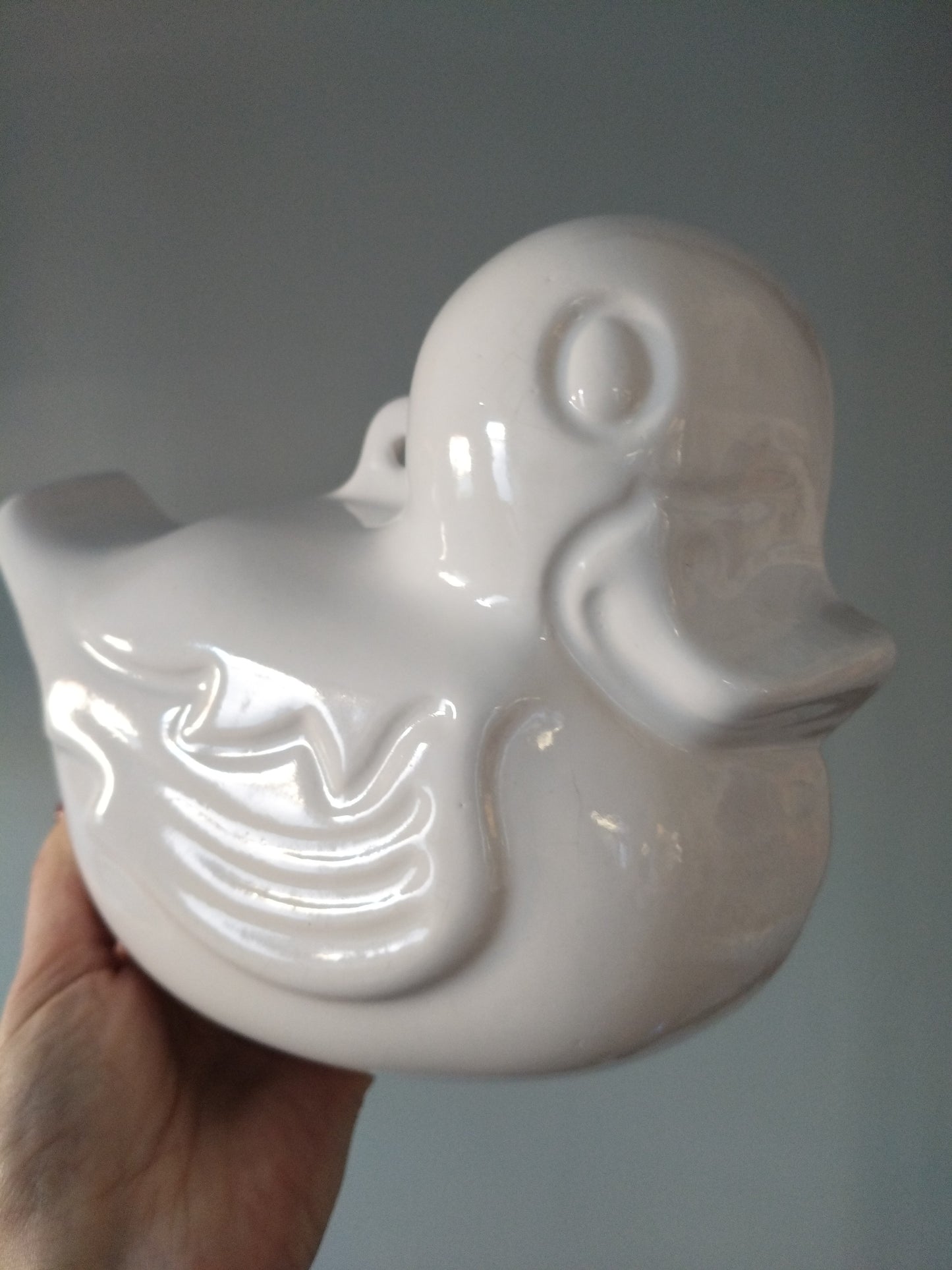 Ancien moule canard à pudding mural en porcelaine - cetaitmieuxavant