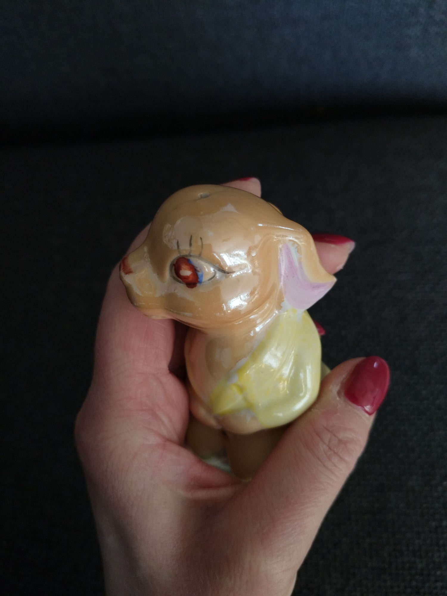 Salière ou poivrière lapine en céramique émaillée nacrée - cetaitmieuxavant