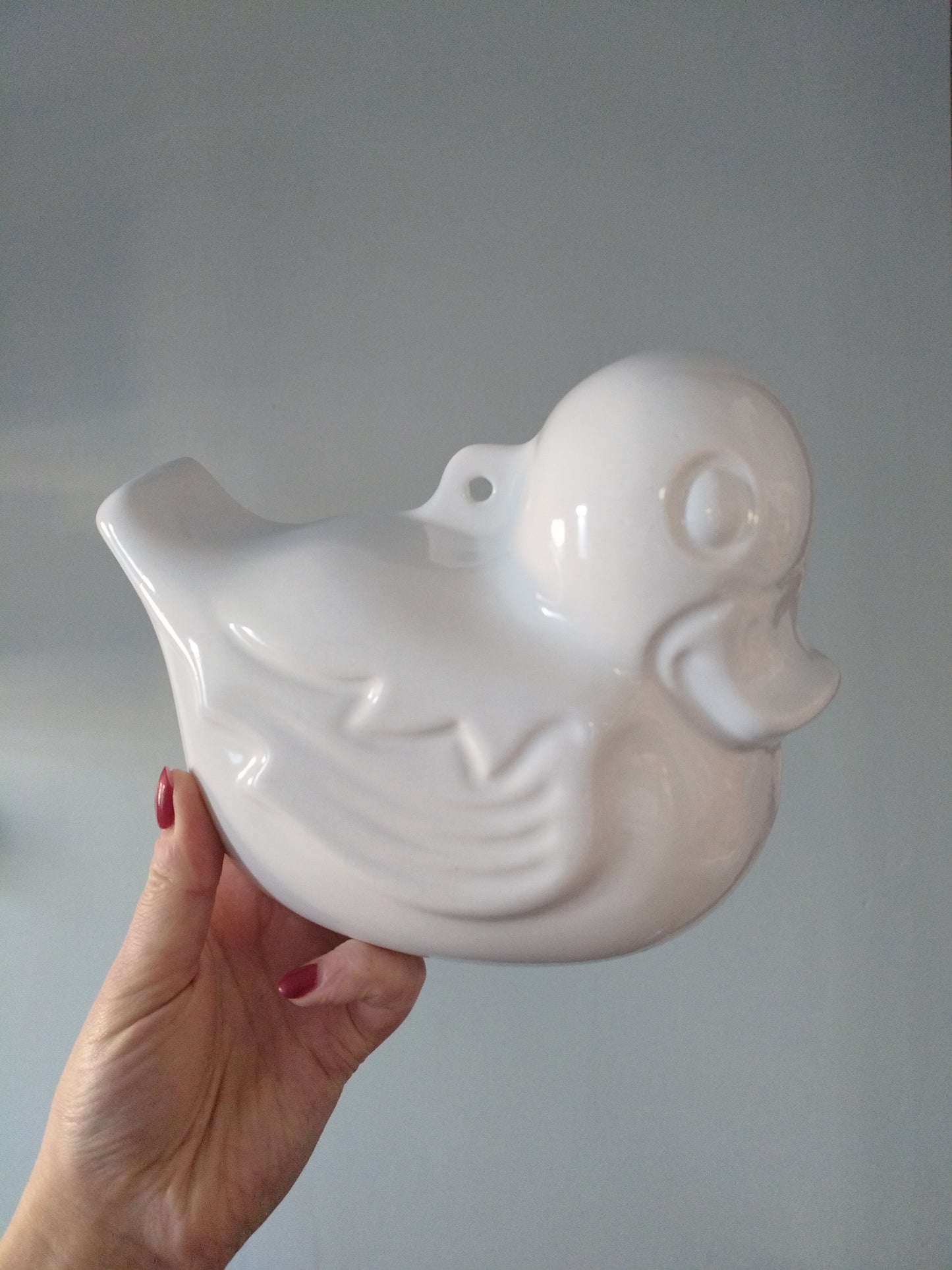 Ancien moule canard à pudding mural en porcelaine - cetaitmieuxavant