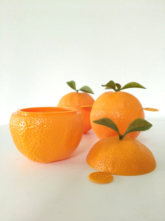 Petite boîte en forme d'orange en plastique Mio à l'unité