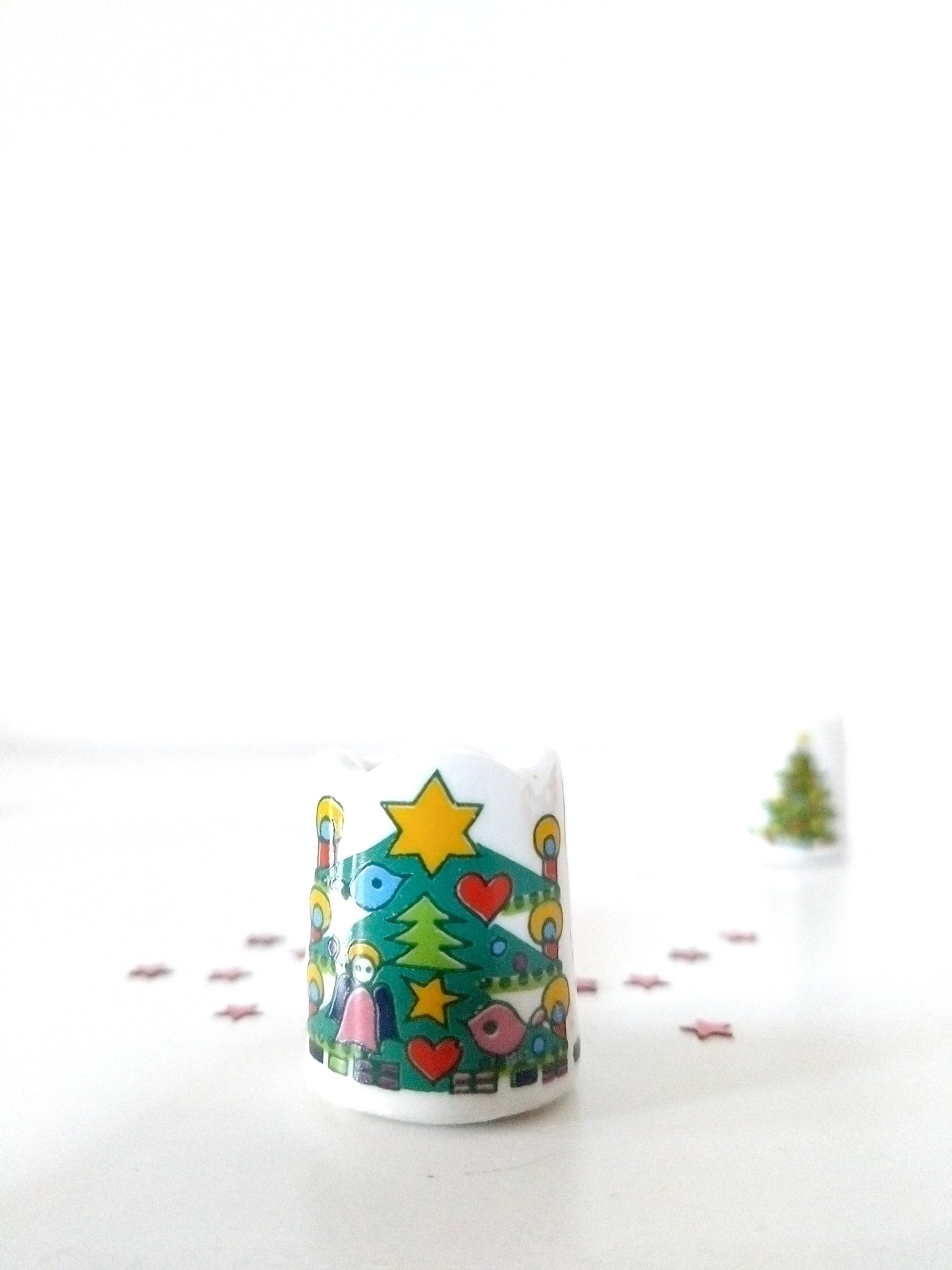 Ensemble de 3 mini-bougeoirs de Noël Germany décor sapin avec bougies rouges