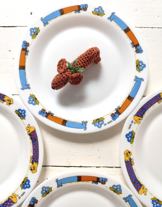 Ensemble de 4 assiettes Arcopal Topsi 60 teckels chiens-saucisses