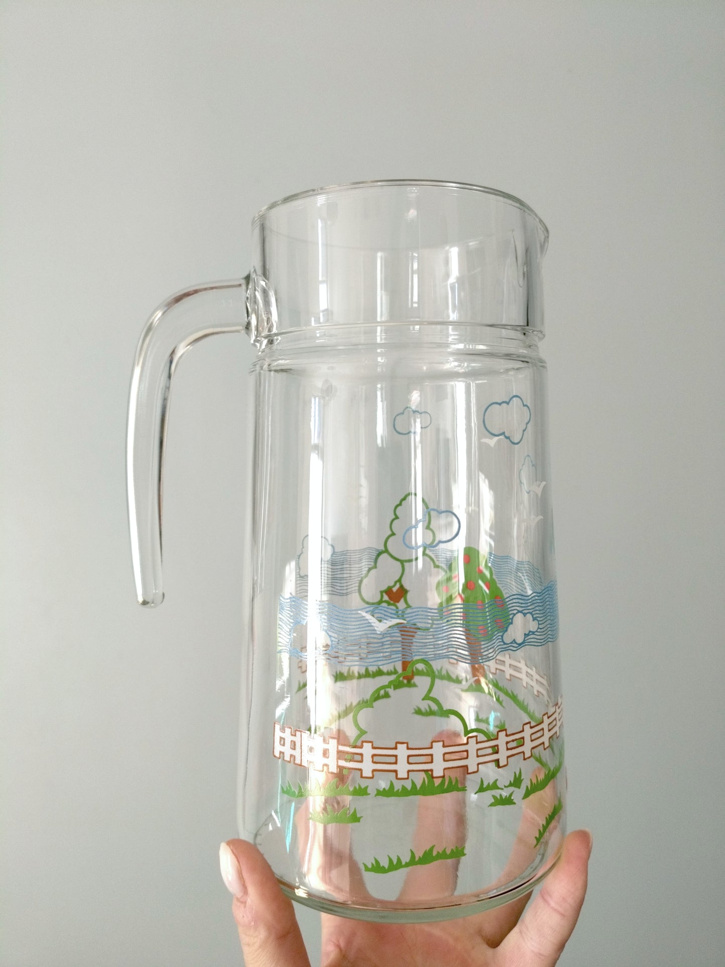 Carafe pichet cruche en verre Duralex décor campagnard