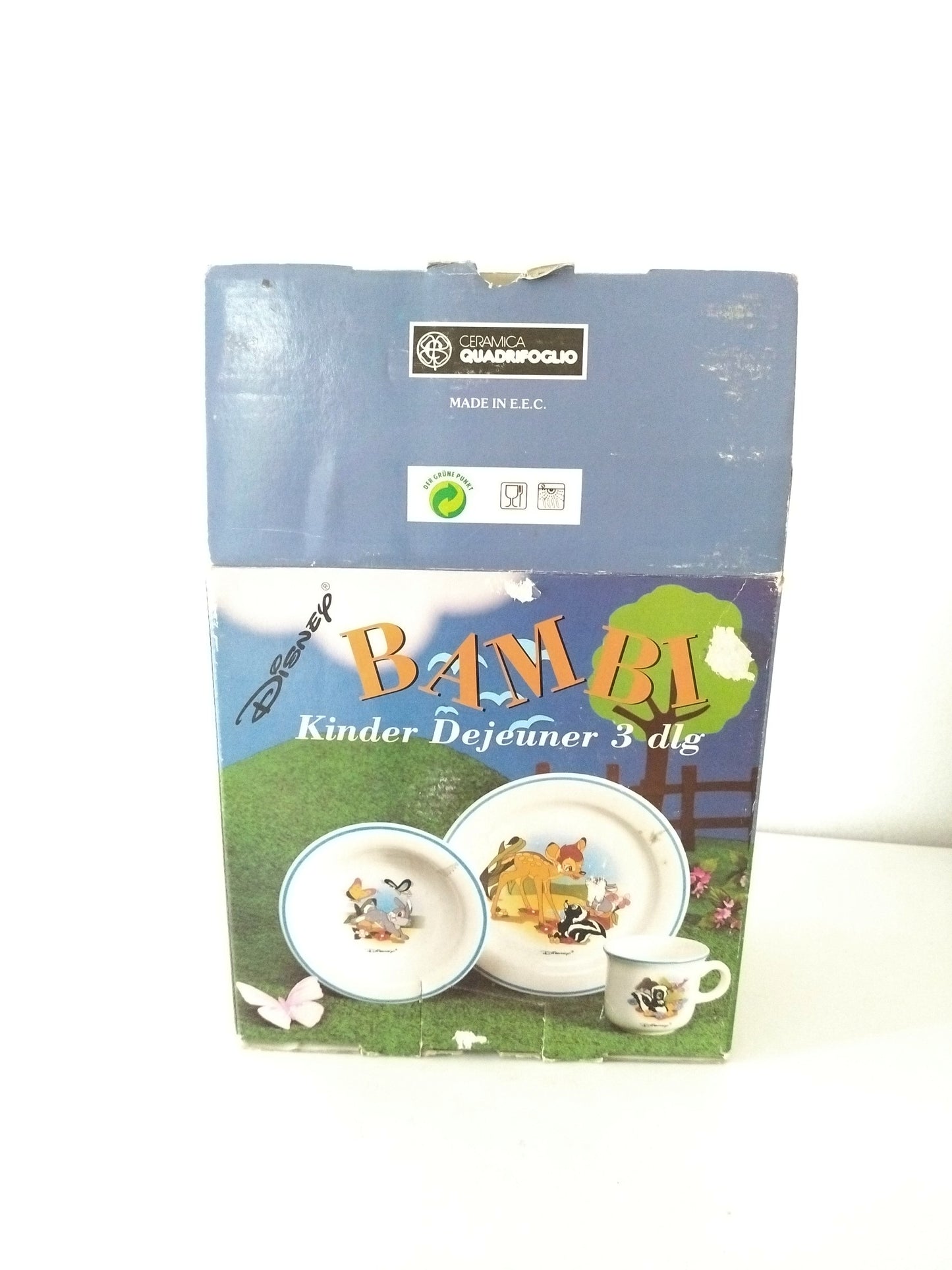Set 3 pièces petit déjeuner enfant porcelaine Bambi Ceramica Quadrifoglio Italie