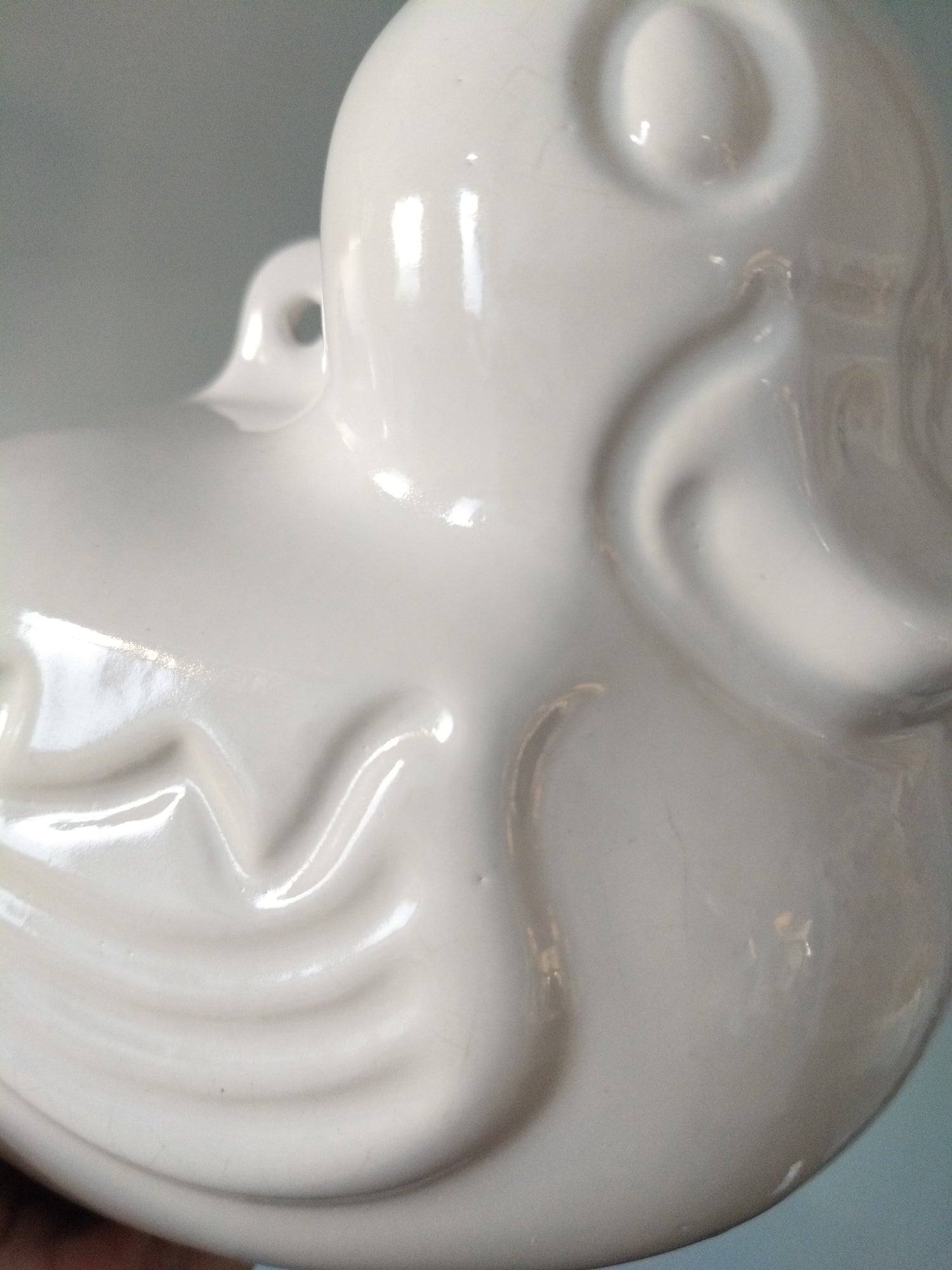 Ancien moule canard à pudding mural en porcelaine - cetaitmieuxavant