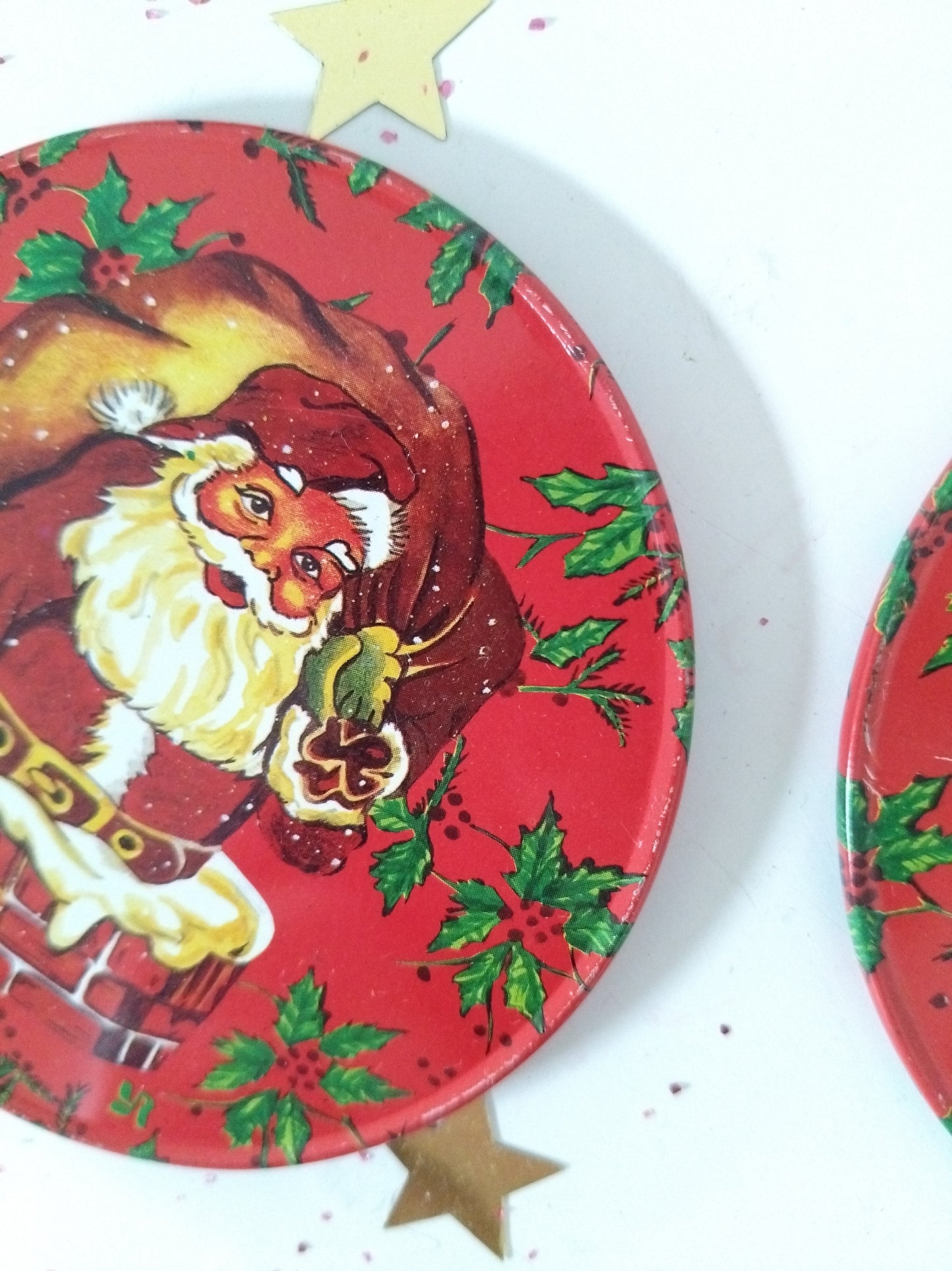 Mini plateau et 4 sous-verres métalliques de Noël publicitaires Yves Rocher