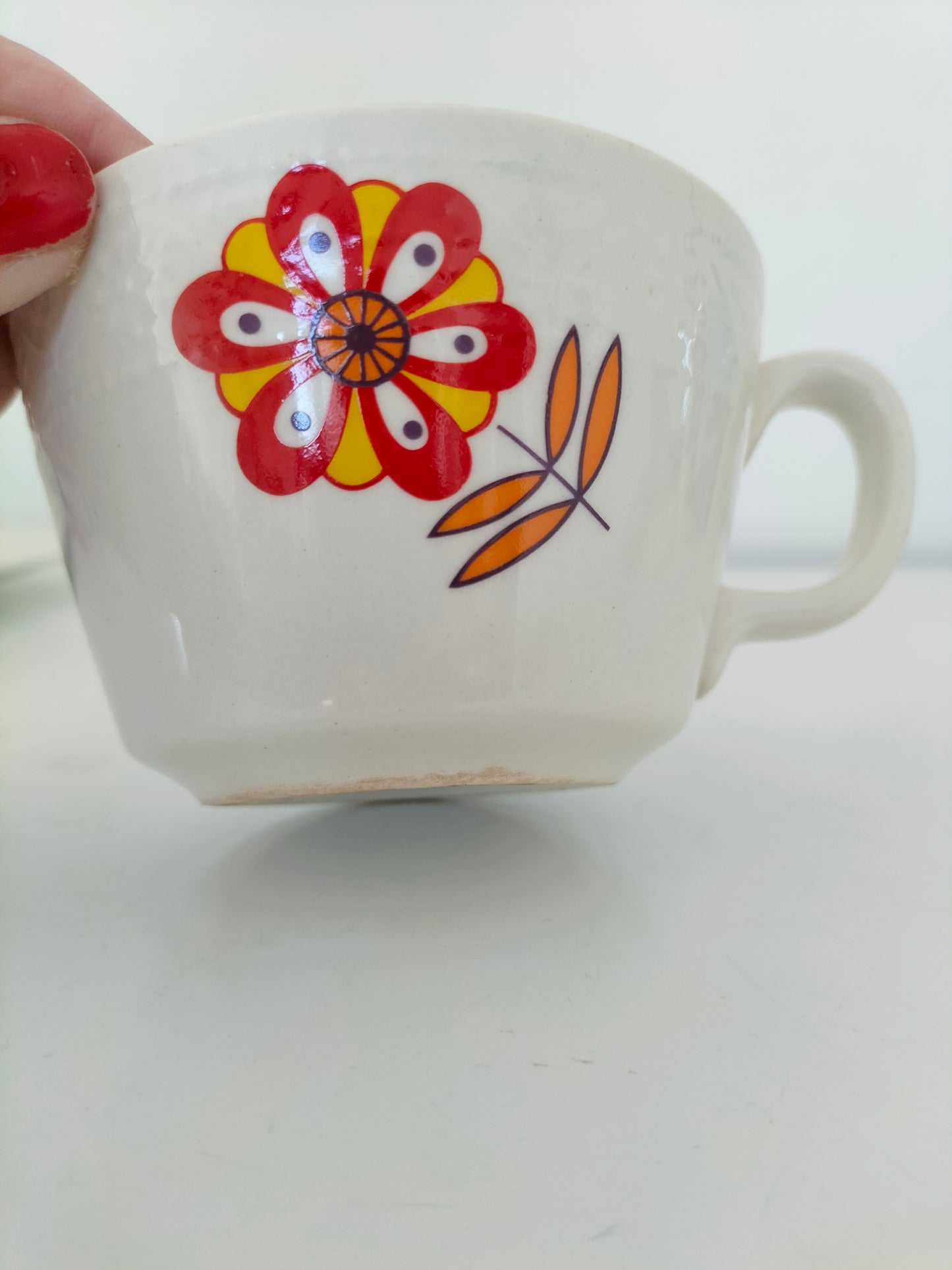 Ensemble de 2 tasses et 2 soucoupes Villeroy et Boch " 3 fleurs "