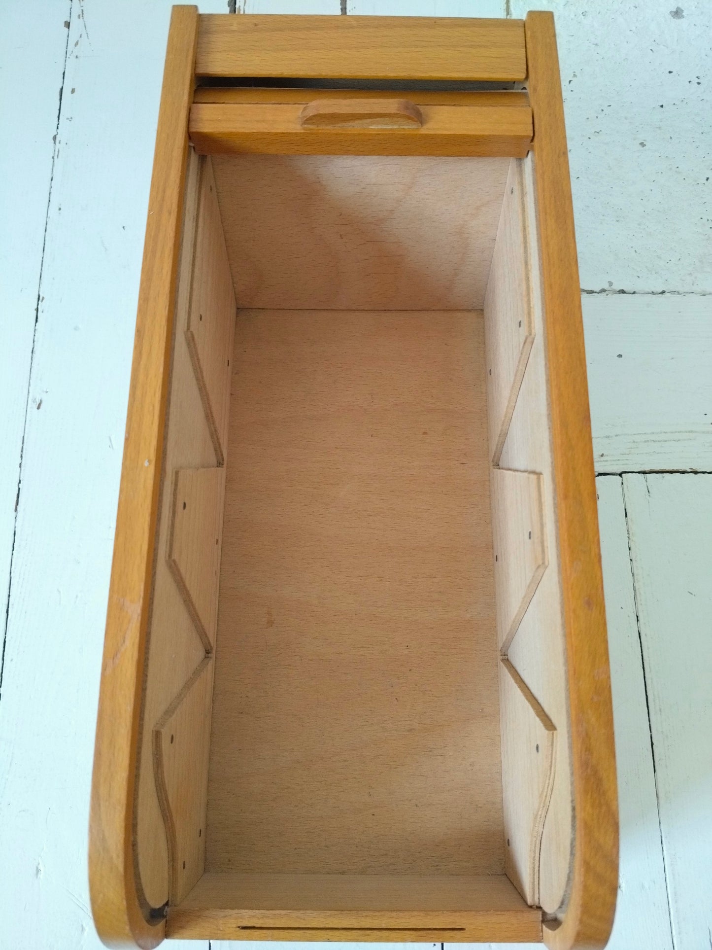 Ancienne boîte à fiches à volet en bois