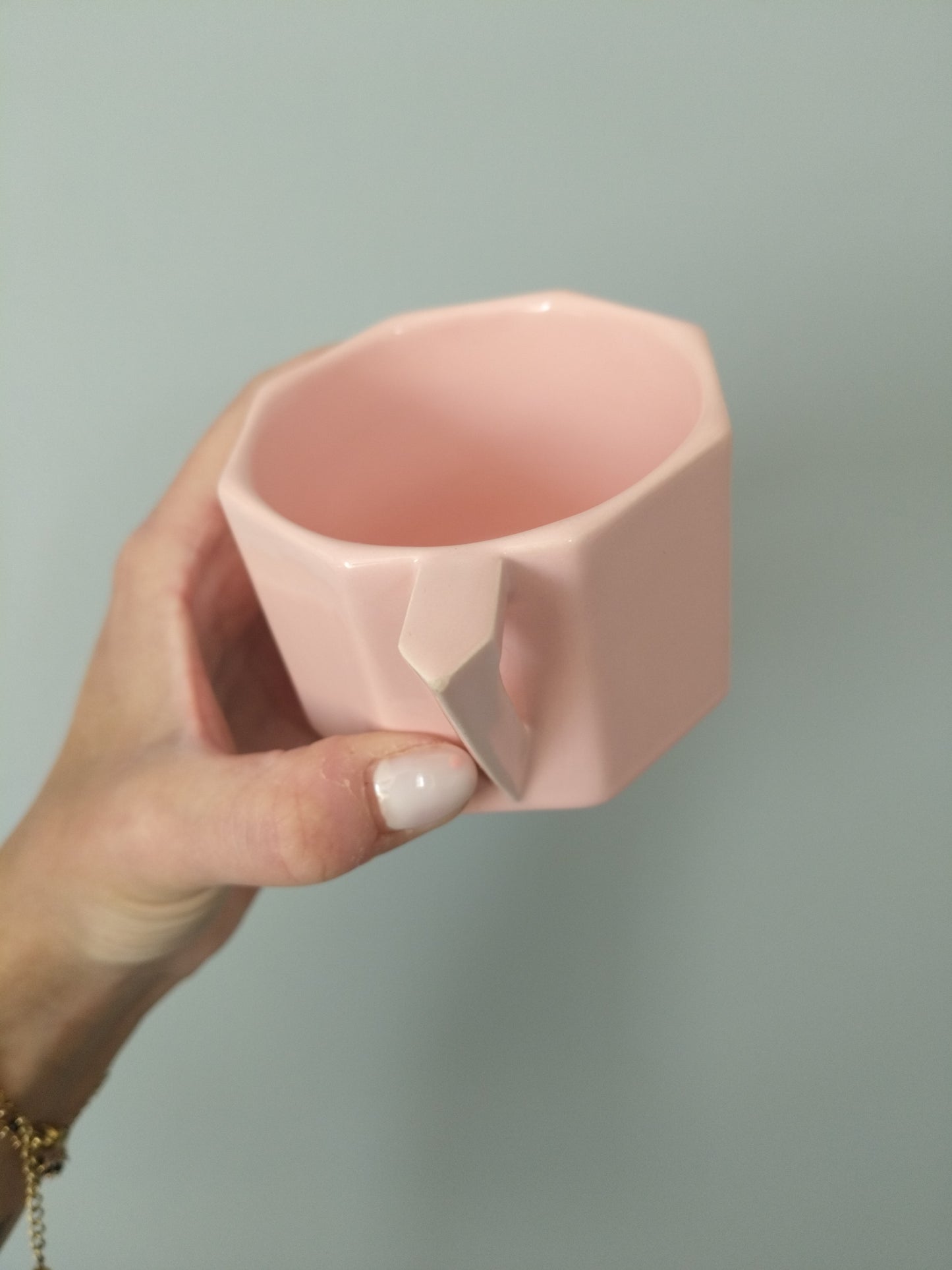 Ensemble de deux tasses + sous-tasses octogonales en porcelaine rose 90's - cetaitmieuxavant