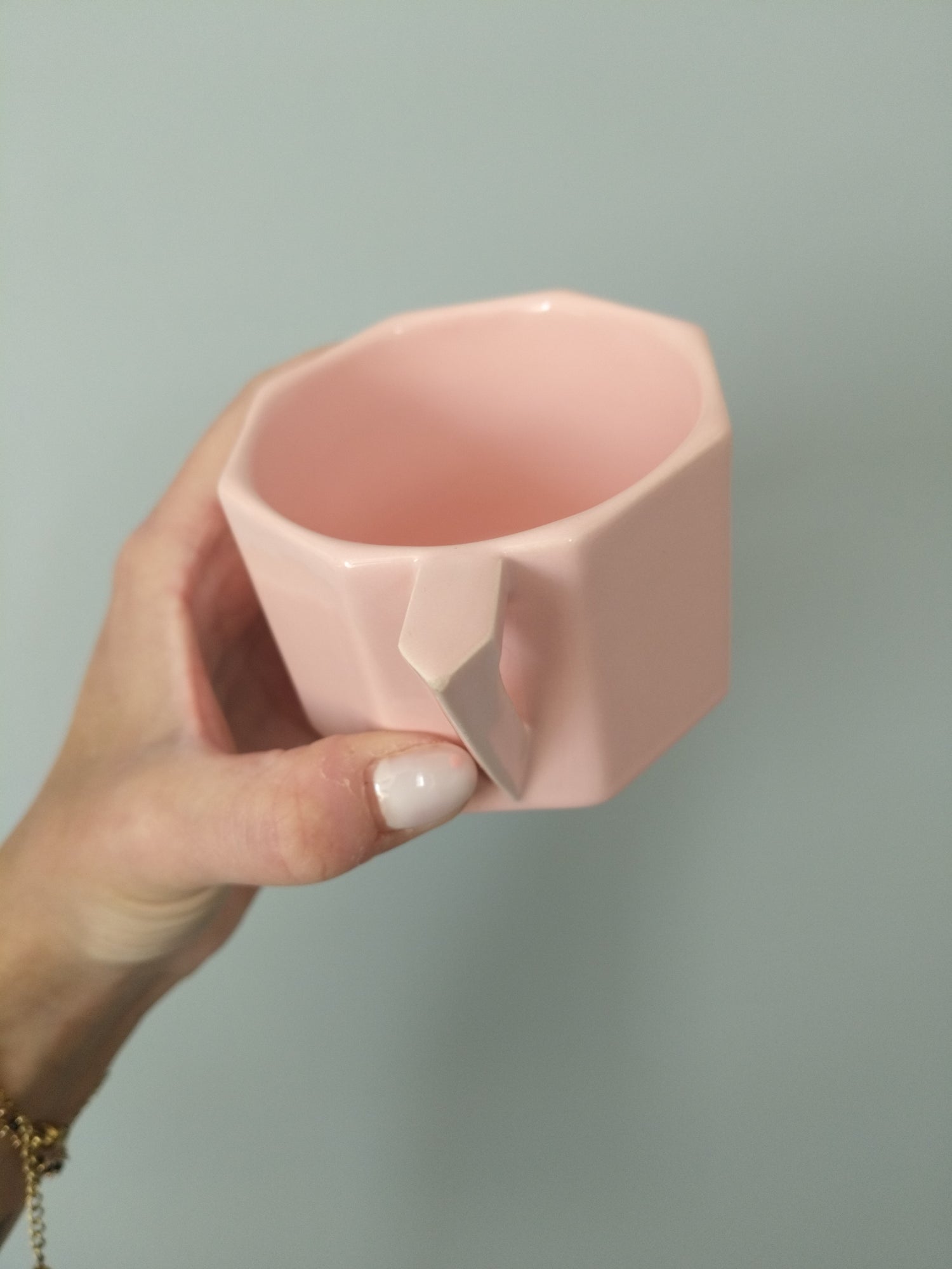Ensemble de deux tasses + sous-tasses octogonales en porcelaine rose 90's - cetaitmieuxavant