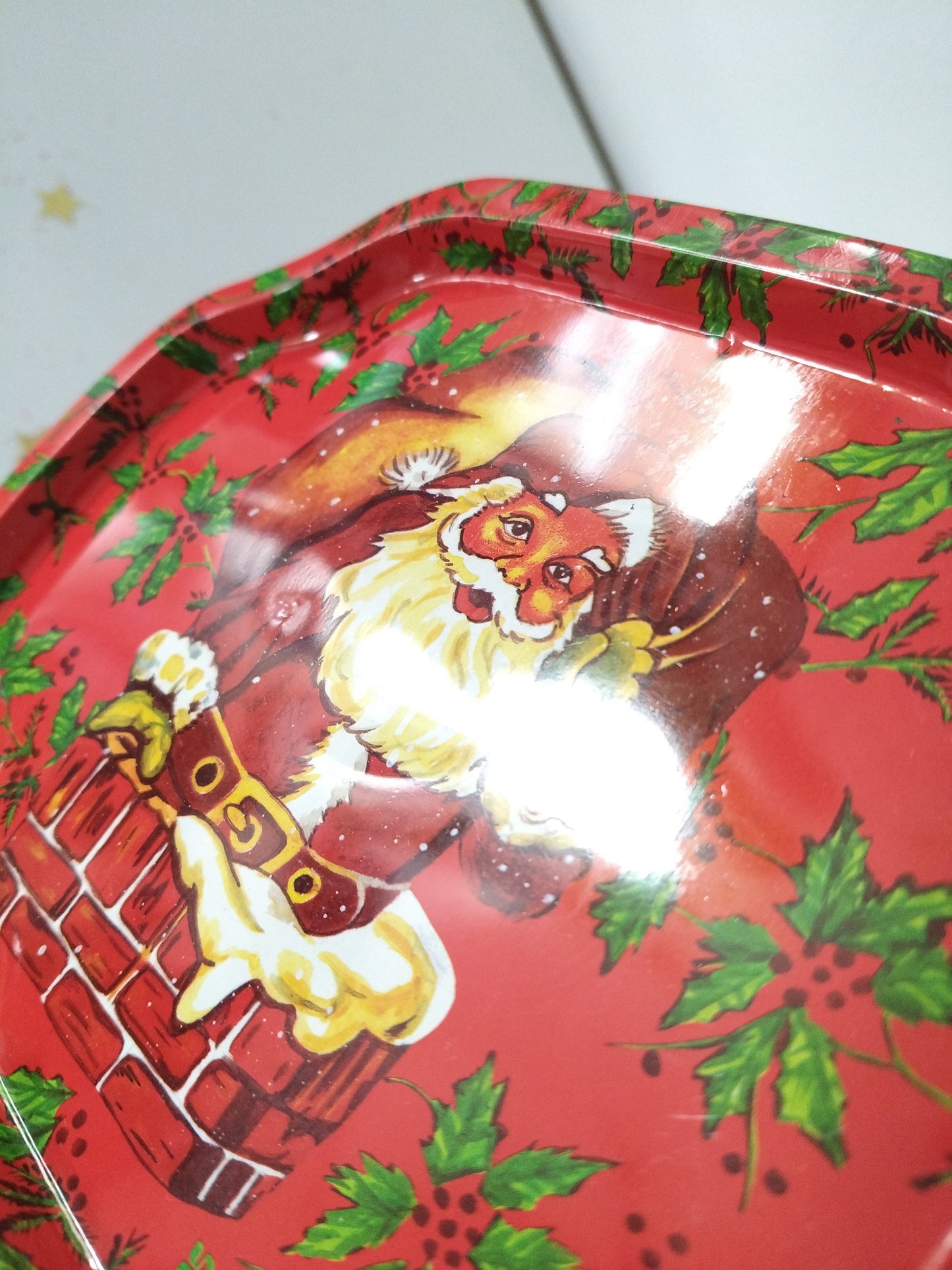 Mini plateau et 4 sous-verres métalliques de Noël publicitaires Yves Rocher