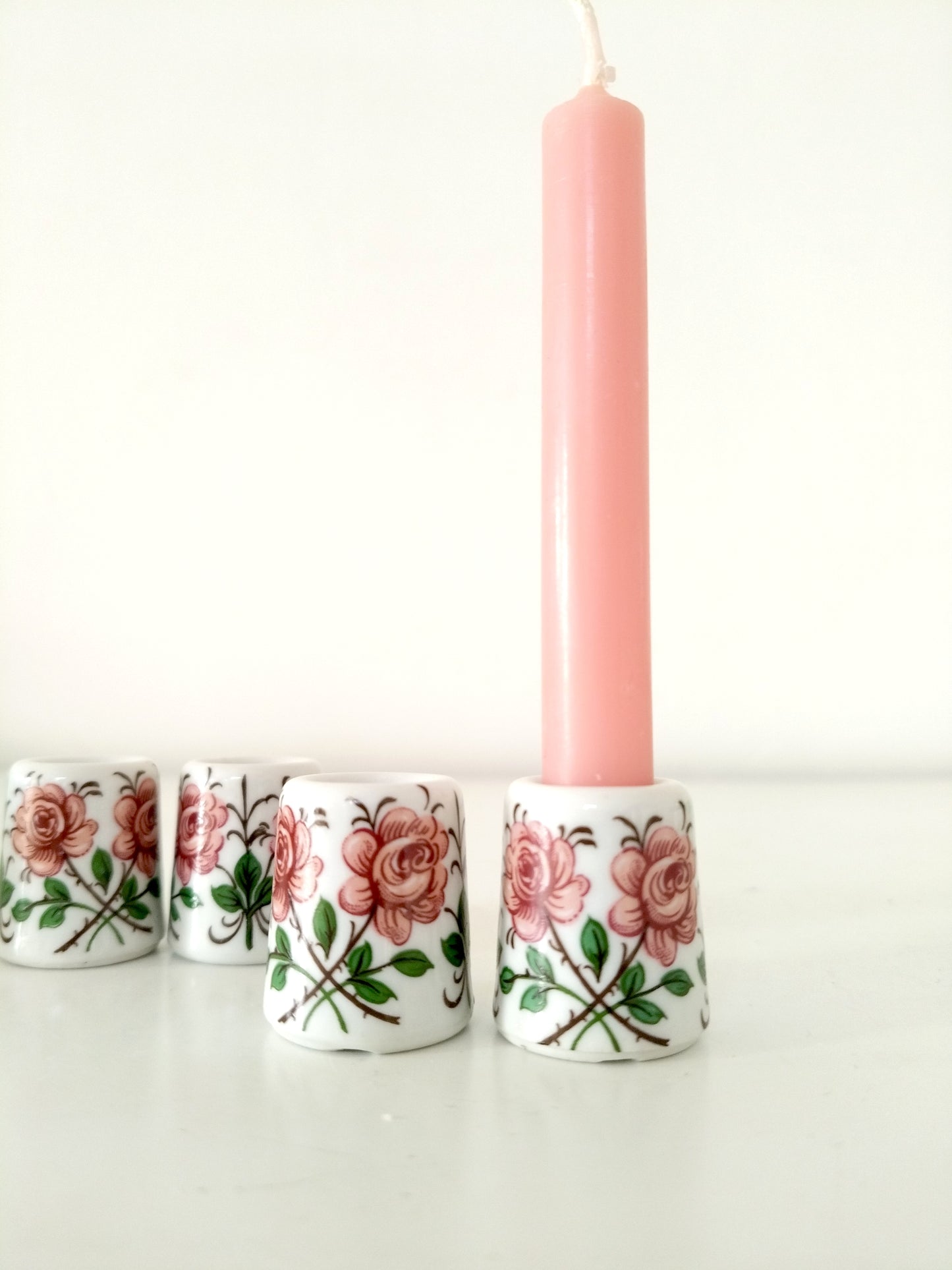 2 mini-bougeoirs en porcelaine Rösler Exquisit West Germany au choix + 2 bougies