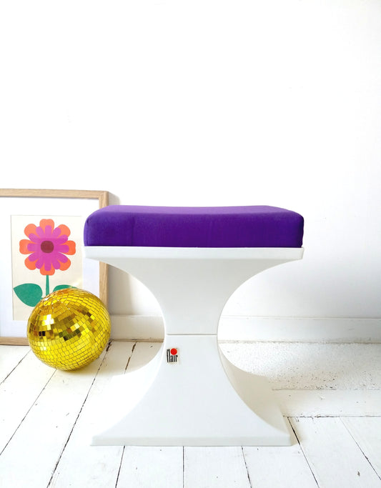 Tabouret d'appoint Flair Prisunic Holland plastique mauve et blanc - cetaitmieuxavant