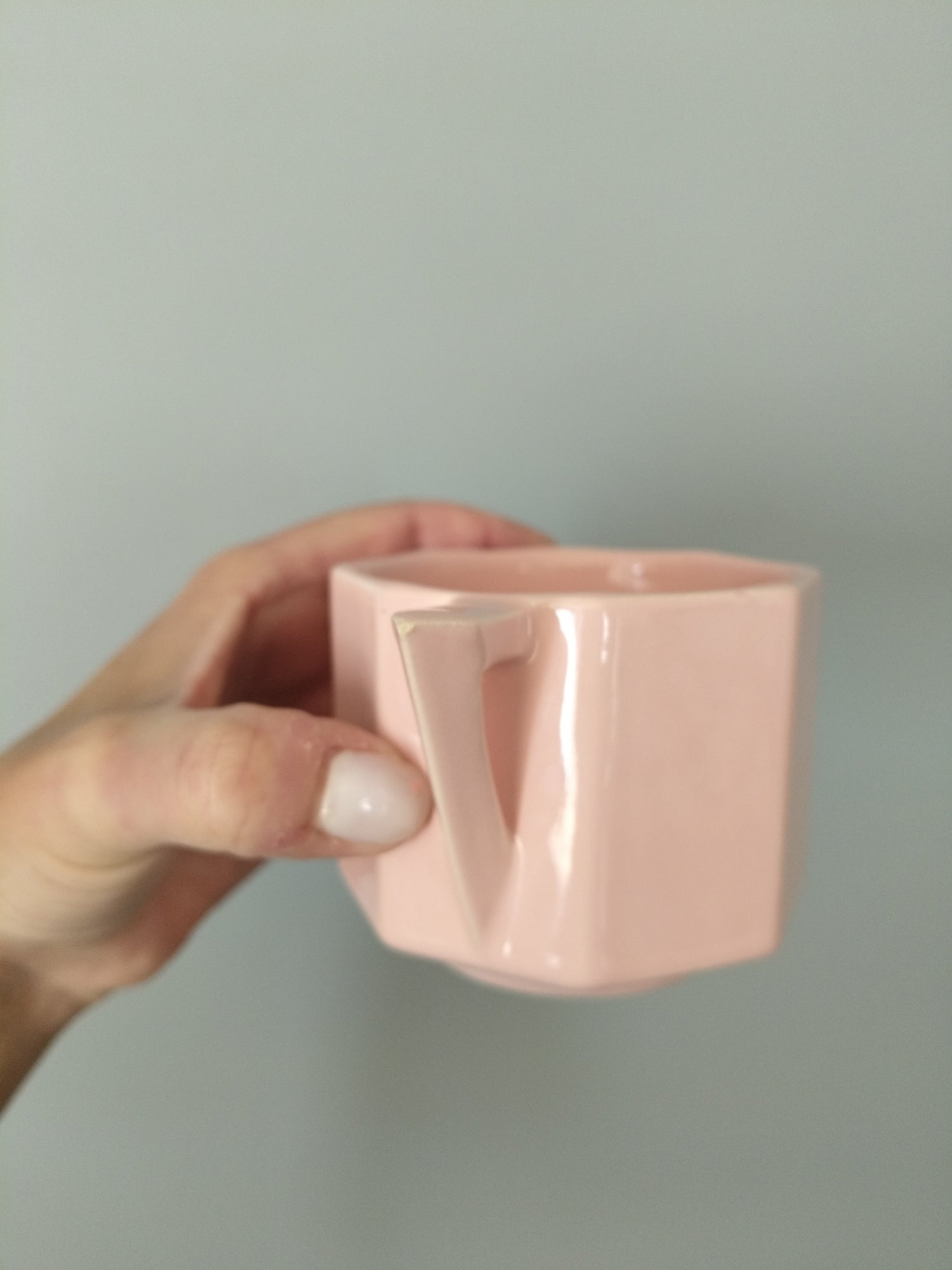 Ensemble de deux tasses + sous-tasses octogonales en porcelaine rose 90's - cetaitmieuxavant