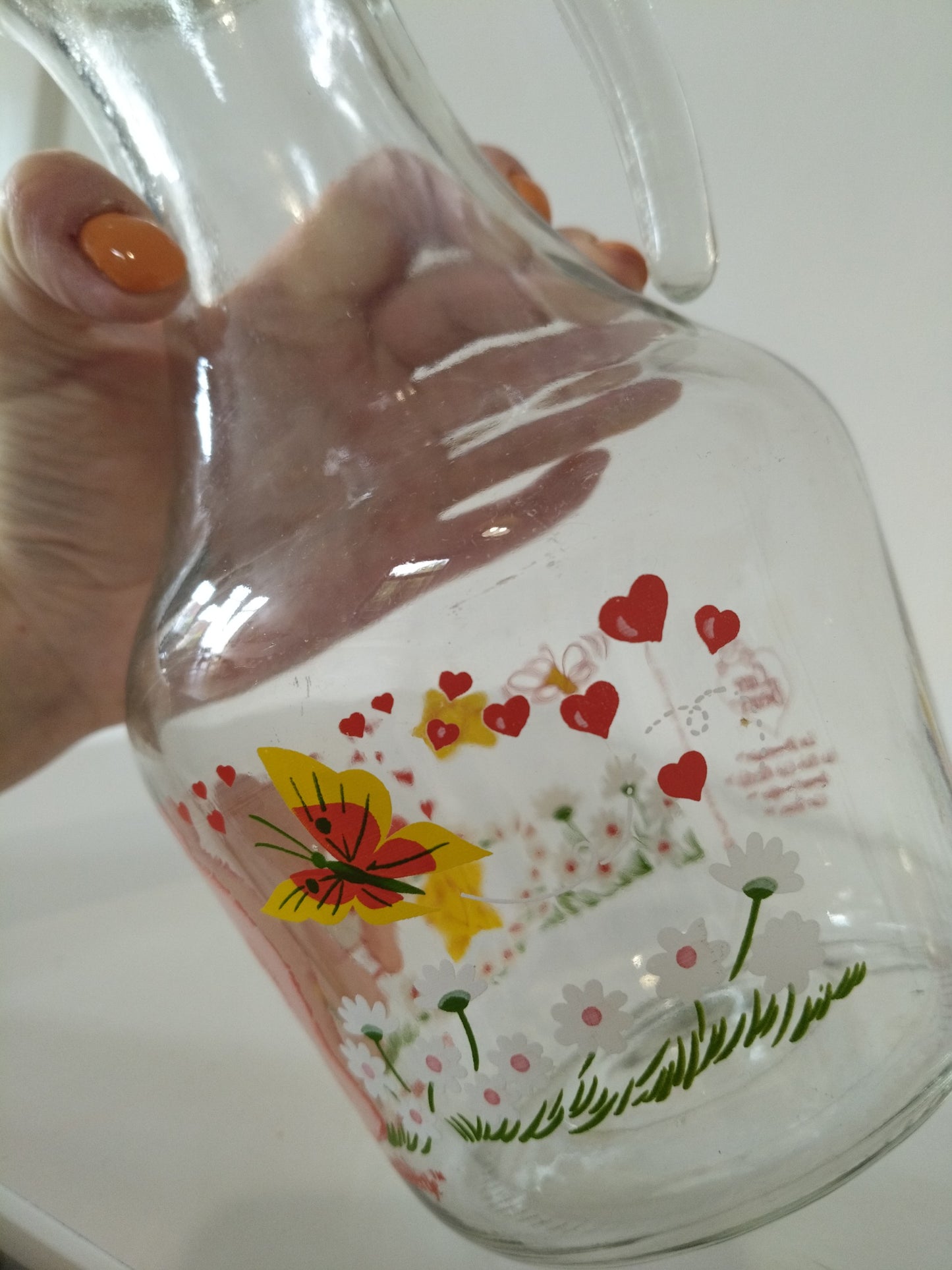 Carafe pichet cruche en verre Care Bears Les Bisounours Cheer Bear Grosfarceur 1985