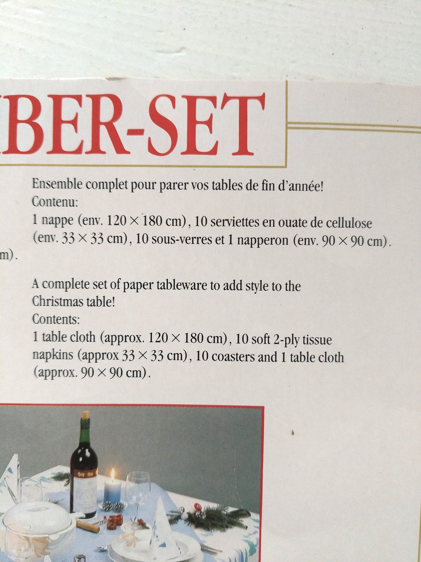 December-set : nappe, napperon, serviettes et sous-verres 10p en papier Celtona