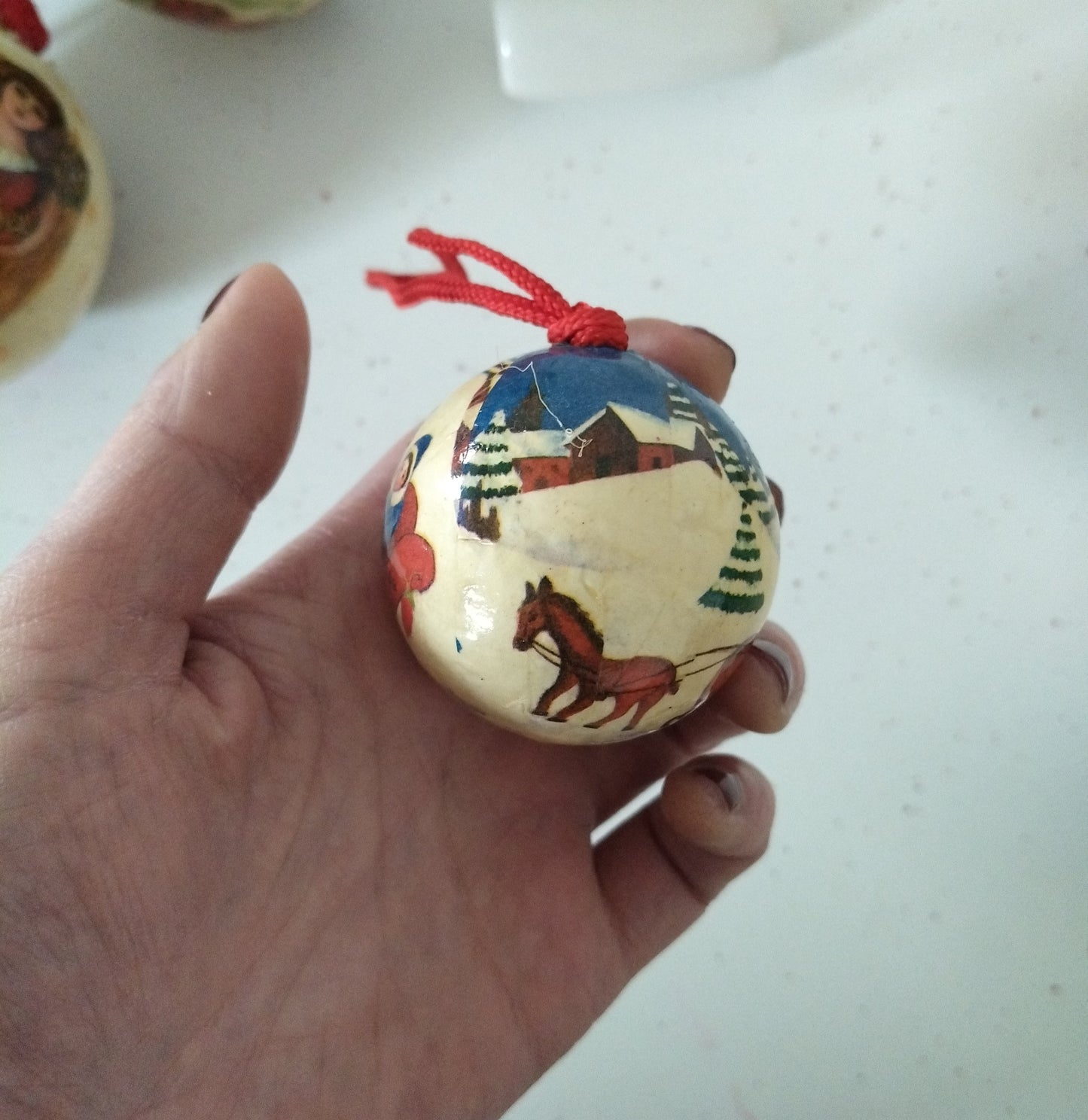 3 boules de Noël plastique papier mâché