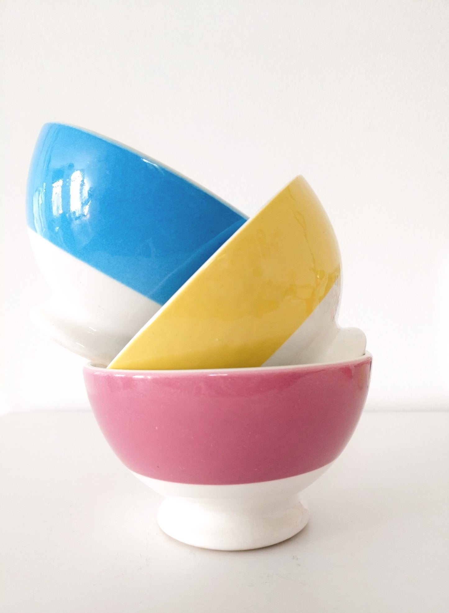 Ensemble de 3 bols anciens en porcelaine Boch la Louvière